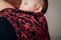 Fular, tejido jacquard (60% algodón, 28% lino, 12% seda tusor) - TWISTED LEAVES - PINCH OF CHILLI - talla S #babywearing