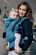 Mochila ergonómica, talla Toddler, jacquard 100% algodón - COULTER AZUL MARINO & TURQUESA - Segunda generación #babywearing