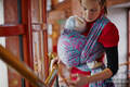 Baby Wrap, Jacquard Weave (100% cotton) - Twisted Leaves Turquoise & Pink - size M #babywearing