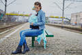 Baby Wrap, Jacquard Weave (100% cotton) - Twisted Leaves Turquoise & White - size M #babywearing