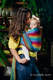 Baby Wrap, Herringbone Weave (100% cotton) - LITTLE HERRINGBONE RAINBOW NAVY BLUEN - size XS #babywearing