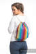 Sackpack made of wrap fabric (100% cotton) - LITTLE HERRINGBONE RAINBOW NAVY BLUE - standard size 32cmx43cm #babywearing