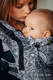 Porte-bébé ergonomique, taille bébé, jacquard 100% coton, WILD WINE GRIS & BLANC - Deuxième génération #babywearing