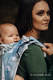 Lenny Buckle Onbuhimo baby carrier, standard size, jacquard weave - 62% cotton, 38% silk - SWALLOWS - OVER CLOUDS #babywearing