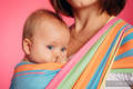 Chusta do noszenia dzieci, tkana splotem skośno-krzyżowym, bawełna z bambusem - Pinacolada - rozmiar M (drugi gatunek) #babywearing