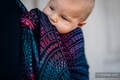Fular, tejido jacquard (60% algodón, 28% lana merino, 8% seda, 4% cachemir) - PEACOCK'S TAIL - BLACK OPAL - talla S #babywearing