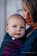 Baby Wrap, Jacquard Weave (60% cotton, 28% Merino wool, 8% silk, 4% cashmere) - PEACOCK'S TAIL - BLACK OPAL - size XS #babywearing