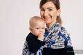 Żakardowa chusta kółkowa do noszenia dzieci, (100% bawełna) -  PRZYTUL MNIE - NIEBIESKI - long 2.1m #babywearing