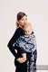 Żakardowa chusta kółkowa do noszenia dzieci, (100% bawełna), ramię bez zakładek - PRZYTUL MNIE - NIEBIESKI - long 2.1m #babywearing