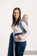 Chusta do noszenia dzieci, tkana splotem jodełkowym, bawełna - MAŁA JODEŁKA OMBRE NIEBIESKI - rozmiar M #babywearing