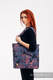 Bolso hecho de tejido de fular (100% algodón) - WAWA - Blue-grey & Pink - talla estándar 37 cm x 37 cm #babywearing