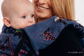 Nosidełko LennyUp z tkaniny żakardowej 100% bawełna , rozmiar standard, WAWA - Niebiesko-szary z Różem  #babywearing