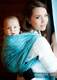 Baby Wrap, Jacquard Weave (100% cotton) - Galleons Charcoal & Turquoise - size XS (grade B) #babywearing