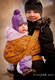 Żakardowa chusta do noszenia dzieci, bawełna - Koty Purpurowy z Pomarańczem - rozmiar XS (drugi gatunek) #babywearing