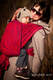 Żakardowa chusta do noszenia dzieci, bawełna - Koty Purpurowy z Czerwienią - rozmiar XS (drugi gatunek) #babywearing