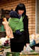Baby Wrap, Jacquard Weave (60% cotton, 40% bamboo) - Cats Black&Green - size S (grade B) #babywearing