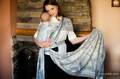 Galeony Grafitowy z Bielą, tkanina żakardowa, 100% bawełna, szerokość 70 cm, gramatura 300 g/m² #babywearing