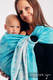 Żakardowa chusta kółkowa do noszenia dzieci, 96% bawełna, 4% przędza metalizowana, ramię bez zakładek - MIGOCZĄCE GWIAZDY - PERSEIDY - standard 1.8m #babywearing