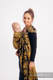 Sling, jacquard (96% coton, 4% fil métallisé) - avec épaule sans plis - SWALLOWS BLACK GOLD - standard 1.8m #babywearing