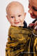 Sling, jacquard (96% coton, 4% fil métallisé) - avec épaule sans plis - SWALLOWS BLACK GOLD - standard 1.8m #babywearing