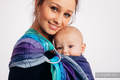 Żakardowa chusta kółkowa do noszenia dzieci, (100% bawełna), ramię bez zakładek - SOWY BUBO - ZMROK - standard 1.8m #babywearing