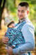 Żakardowa chusta do noszenia dzieci, bawełna - Zakręcone Liście Turkus z Purpurą - rozmiar S (drugi gatunek) #babywearing
