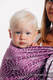 Żakardowa chusta kółkowa do noszenia dzieci, 100% len, ramię bez zakładek - LOTOS - PURPUROWY   - standard 1.8m #babywearing