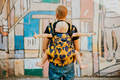 Mochila LennyPreschool, talla preschool, tejido jaqurad 100% algodón - LOVKA MUSTARD & NAVY BLUE  #babywearing