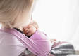 Chusta dla dzieci z niską wagą urodzeniową, tkana splotem jodełkowym, bawełna - MAŁA JODEŁKA PURPUROWA - rozmiar S (drugi gatunek) #babywearing