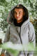 Asymmetrical Hoodie - Grey Melange with Colorful Wind - size 4XL #babywearing