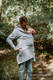 Asymmetrical Hoodie - Grey Melange with Colorful Wind - size 5XL #babywearing
