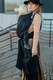 Baby Wrap, Jacquard Weave (59% cotton, 41% merino wool) - PEACOCK'S TAIL - PITCH BLACK - size S #babywearing