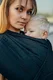 Baby Wrap, Jacquard Weave (59% cotton, 41% merino wool) - PEACOCK'S TAIL - PITCH BLACK - size S #babywearing