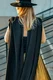 Baby Wrap, Jacquard Weave (59% cotton, 41% merino wool) - PEACOCK'S TAIL - PITCH BLACK - size S #babywearing