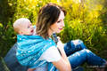 Żakardowa chusta do noszenia dzieci, (51% bawełna, 30% wełna merino, 10% jedwab, 5% kaszmir, 4% przędza metalizowana) - SYMFONIA - LODOWA - rozmiar XL #babywearing