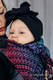 LennyGo Porte-bébé ergonomique, taille bébé, jacquard (60% Coton, 28% Laine Mérinos, 8% Soie, 4% Cachemire) - PEACOCK'S TAIL - BLACK OPAL #babywearing