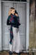 Mochila LennyHybrid Half Buckle, talla estándar, tejido jaqurad (60% algodón, 28% lana merino, 8% seda, 4% cachemir) - PEACOCK'S TAIL - BLACK OPAL #babywearing