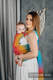 Mochila LennyHybrid Half Buckle, talla estándar, tejido jaqurad 100% algodón - PEACOCK’S TAIL - SUNSET #babywearing