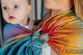 Fascia ad anelli, tessitura Jacquard (100% cotone), spalla aperta - PEACOCK’S TAIL - SUNSET - taglia standard 1.8m #babywearing