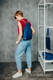 Sac à cordons en retailles d’écharpes (100 % coton) - COBALT - taille standard 32 cm x 43 cm #babywearing