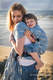 Mochila LennyHybrid Half Buckle, talla preschool, tejido jaqurad 100% lino - LOTUS - BLUE  #babywearing