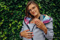 Asymmetrischer Pullover - Graue Melange mit Dragonfly Rainbow - Größe 5XL #babywearing