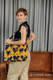 Sac à bandoulière en retailles d’écharpes (100 % coton) - LOVKA MUSTARD & NAVY BLUE - taille standard 37 cm x 37 cm #babywearing