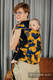 Porte-bébé LennyHybrid Half Buclke, taille standard, jacquard, 100% coton - LOVKA MUSTARD & NAVY BLUE  #babywearing