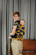 Mochila LennyHybrid Half Buckle, talla estándar, tejido jaqurad 100% algodón - LOVKA MUSTARD & NAVY BLUE  #babywearing