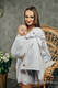 Ringsling, Jacquard Weave (100% cotton), with gathered shoulder - PEACOCK'S TAIL - BLANCO - standard 1.8m (grade B) #babywearing