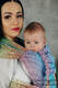 Mochila LennyHybrid Half Buckle, talla estándar, tejido jaqurad 100% algodón - PEACOCK’S TAIL - BUBBLE  #babywearing