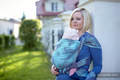 Baby Wrap, Jacquard Weave (100% cotton) - Feathers Turquoise & Purple - size S #babywearing