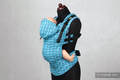 Ergonomic Carrier, Baby Size, jacquard weave 100% cotton - ZigZag Turquoise & Purple - Second Generation. #babywearing