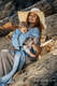 Mochila LennyHybrid Half Buckle, talla estándar, tejido jaqurad 100% lino - LOTUS - BLUE (grado B) #babywearing